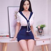 JYdoll 164cm full size big chest Silicone head with implanted hair TPE Body sex doll with Head NO.S4 by automatic woman